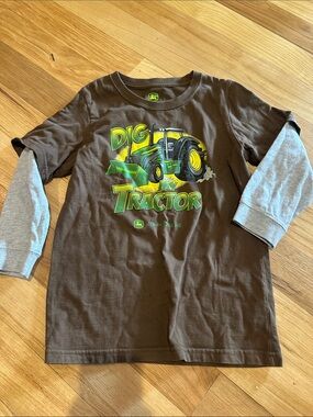 John Deere Brown & Gray Long Sleeve 'Dig My Tractor' Graphic Tee
